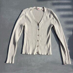NEW Levi's Cream Ribbed Cardigan Button Down